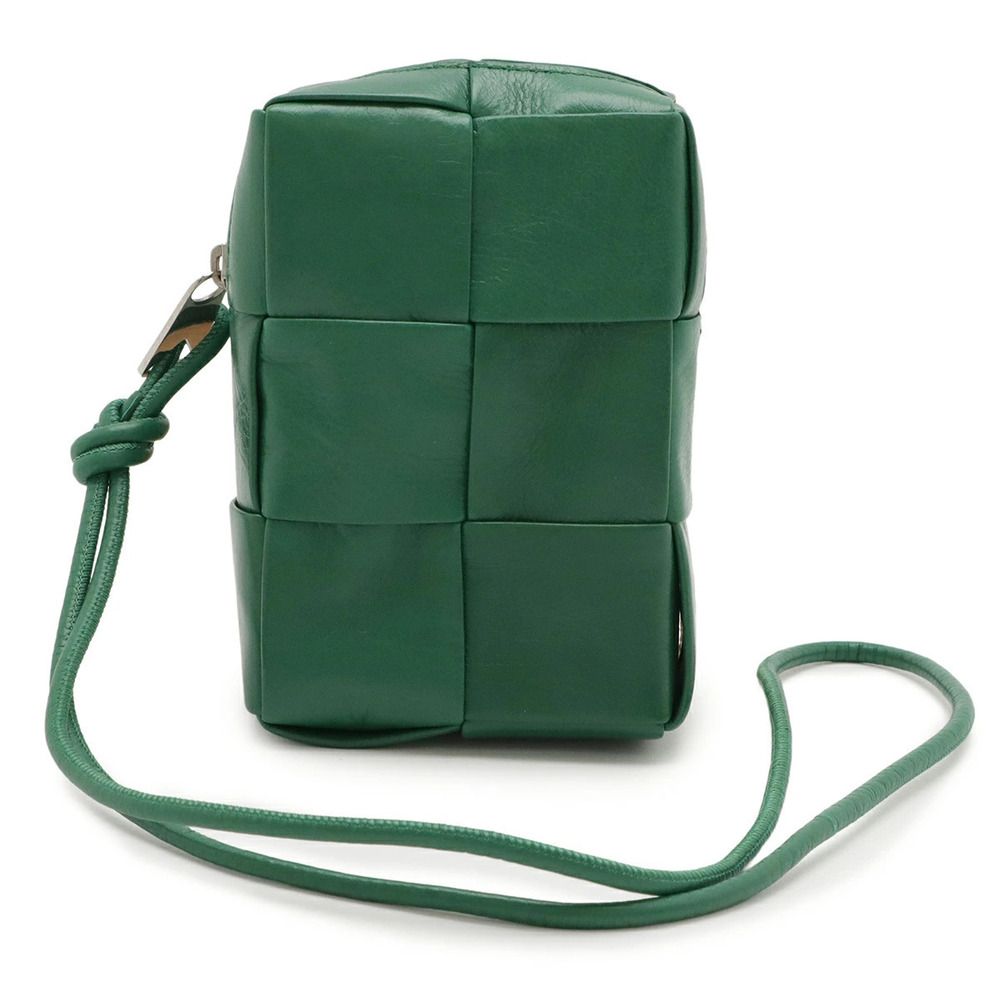 BOTTEGA VENETA Maxi Cassette Neck Strap Compact Bag Pouch Clutch Leather Green